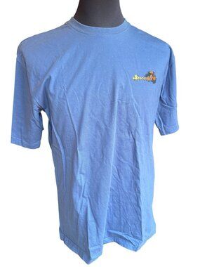 Men's heavy weight cotton graphic t-shirt size L Blue with Hawaiian print